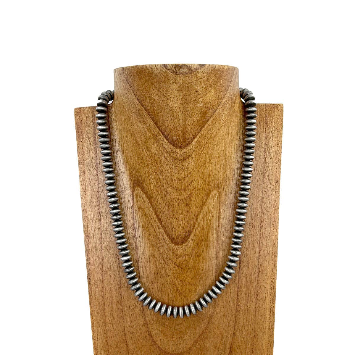 Western Elite Jewelry - NKS230603-41-SILVER     21 Inches 10mm roundel silver Navajo pearl bead Necklace