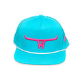 Cactus Alley Hat Co. - "CA Longhorn" Pink Puff - CA Turquoise Laser Holes/ White Rope, Snapback Cap (2024)