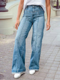 1 the Woman - Tailored Center Seam Detail Straight Loose High Rise Jeans