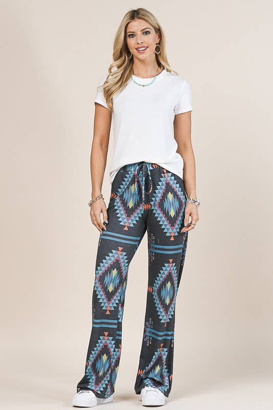 Avery - AV1044-CYNTHIA AZTEC PRINT RELAXED LONG PANTS