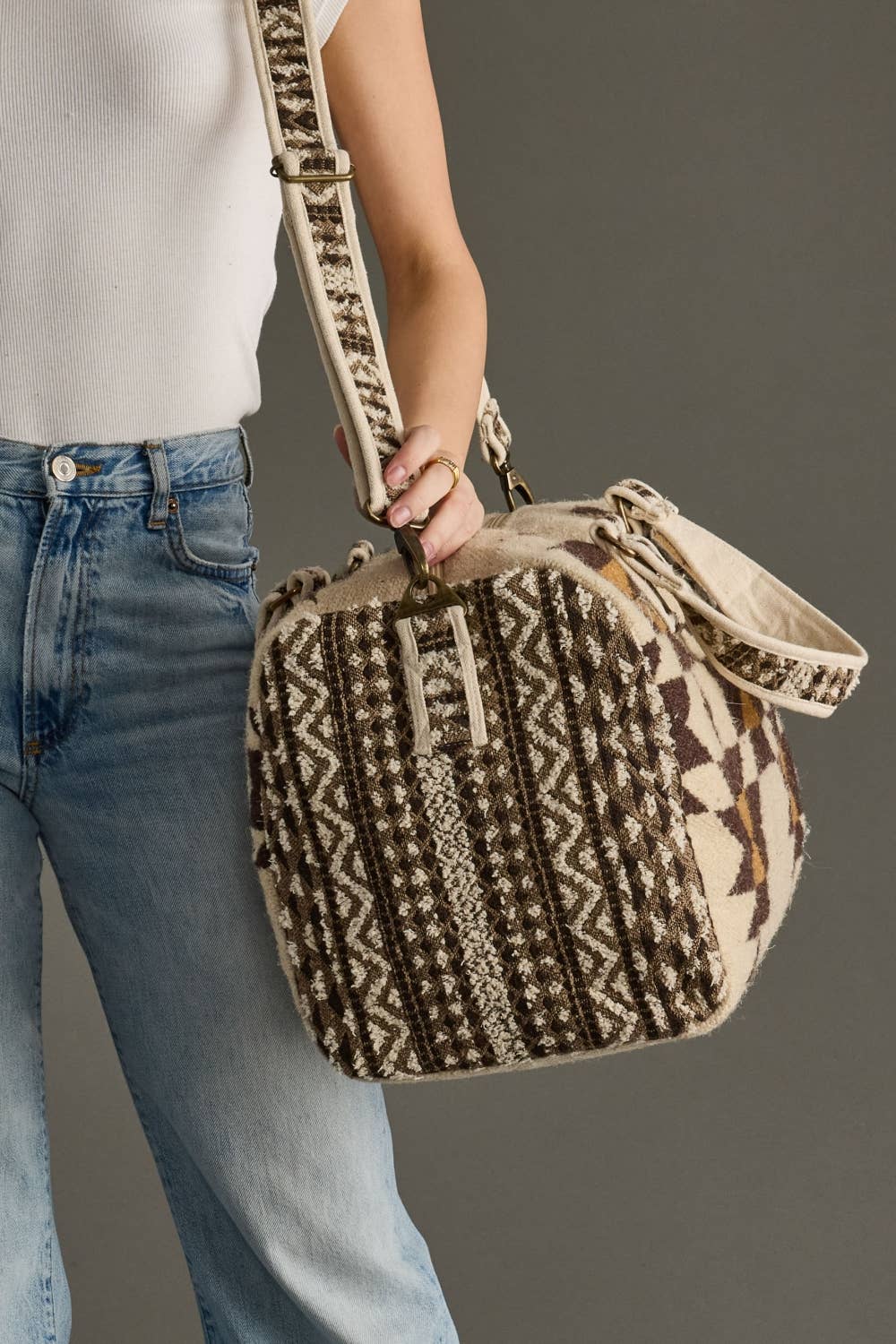 Panache Apparel Co. - Cream, Brown & Tan Western Duffel