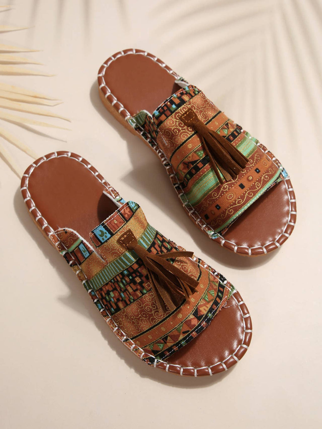 MKS America - Boho Chic Colorful Beach Sandals with Tassel Detail