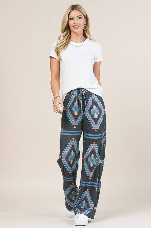 Avery - AV1044-CYNTHIA AZTEC PRINT RELAXED LONG PANTS