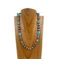 Western Elite Jewelry - NKY250622-01            20‘’ silver Navajo pearl with blue turquoise stone Necklace