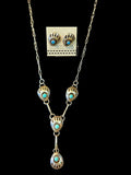 Zuni Sterling Silver, Turquoise Necklace and Earrings Set.